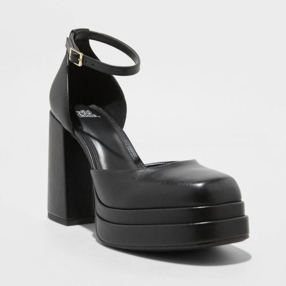 Wild Fable Black Platform Heels with Ankle Strap